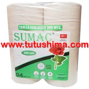 Papel Toalla Sumac Jumbo Ecologico 300 mts x 4 Rollos