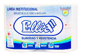 Papel Higiénico Ellia Jumbo Blanco una Hoja 6 Rollos x 300 mts
